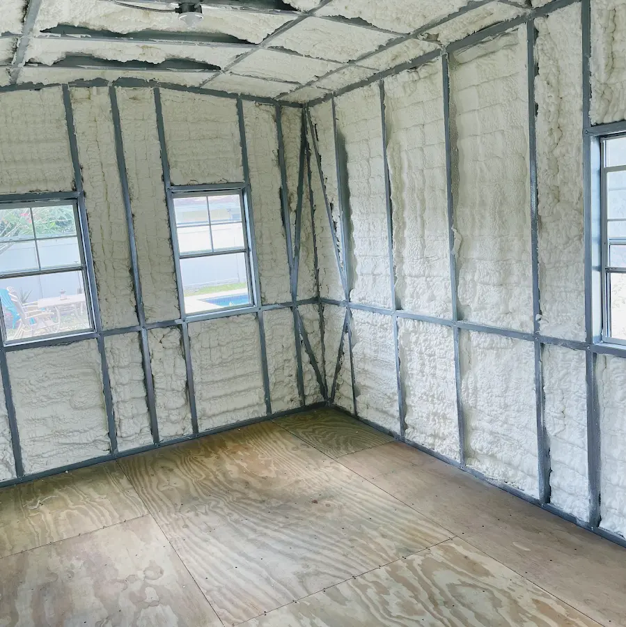 Closed-cell spray foam insulation applied to wall cavities in a residential project in Cape Canaveral